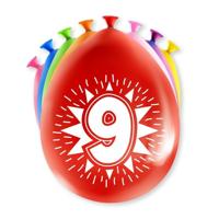 Party Ballonnen Hoera 9 Jaar - 8 Stuks - thumbnail