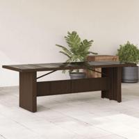 Tuintafel met glazen blad 240x90x75 cm poly rattan bruin - thumbnail