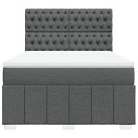 Boxspring met matras stof donkergrijs 140x200 cm - thumbnail