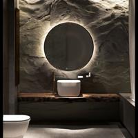 Badkamerspiegel Rond Martens & Meijer Miami Beach 120 cm Zwart Incl Indirecte Verlichting & Verwarming - thumbnail