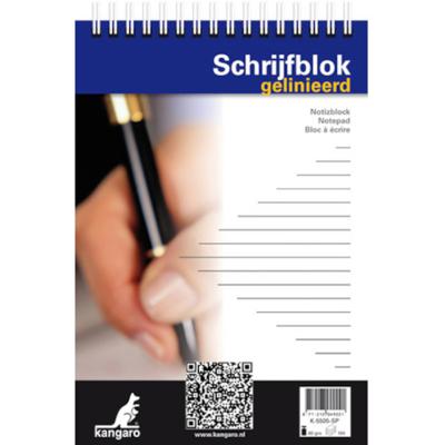 Schrijfblok A5 100vl kopspiraal lijn 5st