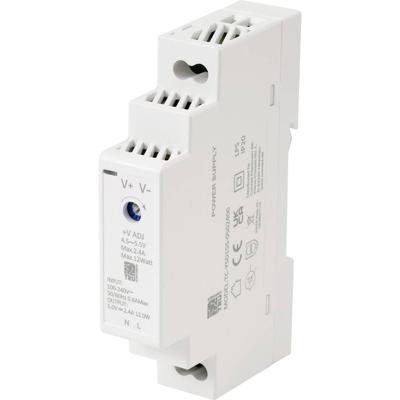 TRU COMPONENTS TC-13713360 DIN-rail netvoeding Verbruik (stand-by) 0.3 W 5 V/DC 2.4 A 12 W Aantal uitgangen:1 x Inhoud 1 stuk(s)