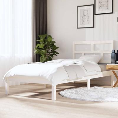 Bedframe massief hout wit 90x190 cm Bedframe massief hout wit 90x190 cm