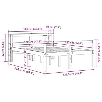 Seniorenbed met hoofdbord massief grenenhout 120x190 cm