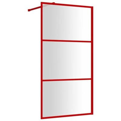 VidaXL Inloopdouchewand transparant 100x195 cm esg-glas rood