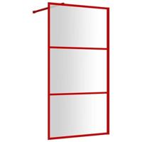 VidaXL Inloopdouchewand transparant 100x195 cm esg-glas rood - thumbnail