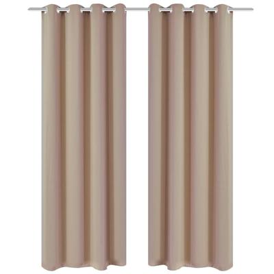 Gordijnen met metalen ringen verduisterend 135x175 crme 2 st