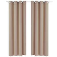 Gordijnen met metalen ringen verduisterend 135x175 crme 2 st - thumbnail