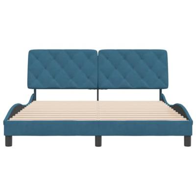 Bedframe met hoofdeinde fluweel blauw 160x200 cm