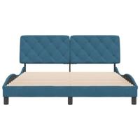 Bedframe met hoofdeinde fluweel blauw 160x200 cm - thumbnail