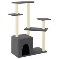 vidaXL Kattenmeubel met sisal krabpalen 107,5 cm donkergrijs, kattenpaal, kattenboom, kattenkrabpaal, kattenhuis, kattenmeubel, kattenpalen - thumbnail