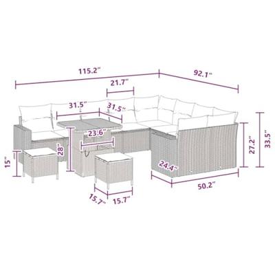 Tuinbankenset 12 pcs Zwart poly rattan