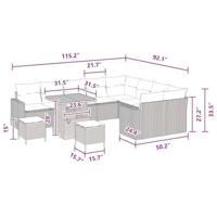 Tuinbankenset 12 pcs Zwart poly rattan - thumbnail