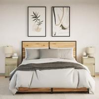 Nachtkastjes met LED-verlichting 2 st bewerkt hout sonoma eiken - thumbnail