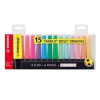 STABILO BOSS ORIGINAL Pastel markeerstift, deskset van 15 stuks in geassorteerde kleuren - thumbnail