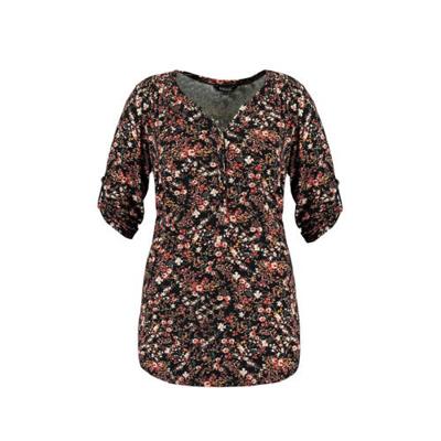 MS Mode gebloemde top zwart/rood/roze MS Mode gebloemde top zwart/rood/roze