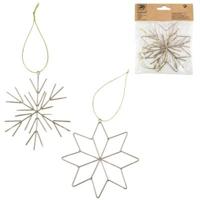 Kersthanger Snowflake metaal champagnekleurig 11,5 cm set van 2 | 48 stuks - thumbnail