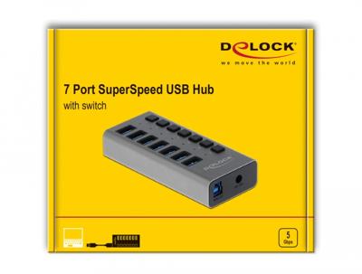 Delock 63669 Externe USB 5 Gbps hub met 7 poorten + switch Delock 63669 Externe USB 5 Gbps hub met 7 poorten + switch