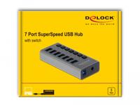 Delock 63669 USB 3.2 Gen 1-hub 7 poorten Grijs - thumbnail