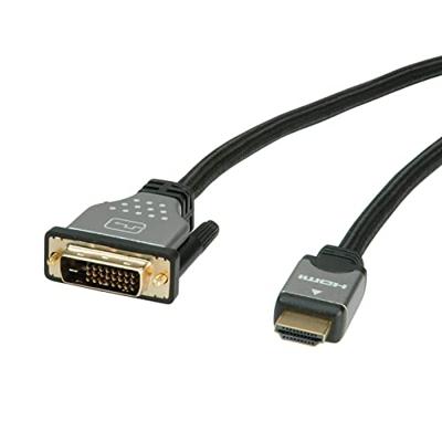 ROLINE Monitorkabel DVI (24+1) - HDMI, M/M, zwart / zilver, 1 m ROLINE Monitorkabel DVI (24+1) - HDMI, M/M, zwart / zilver, 1 m