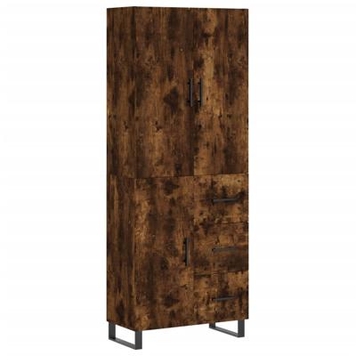 Hoge kast 69,5x34x180 cm bewerkt hout gerookt eikenkleurig