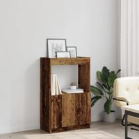 Hoge kast 63x33x100 cm bewerkt hout oud houtkleurig - thumbnail