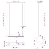 Console tafelpoten 2 st U-vormig 28x(72-73) cm staal wit - thumbnail