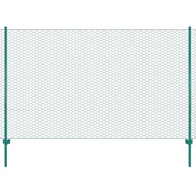 VidaXL Draadgaashek met palen 25x2 m staal groen