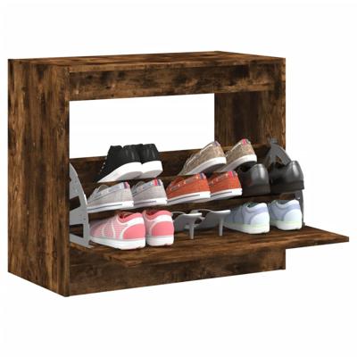 VidaXL Schoenenkast 80x42x69 cm bewerkt hout gerookt eikenkleurig VidaXL Schoenenkast 80x42x69 cm bewerkt hout gerookt eikenkleurig