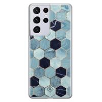 Samsung Galaxy S21 Ultra siliconen hoesje - Blue cubes - thumbnail