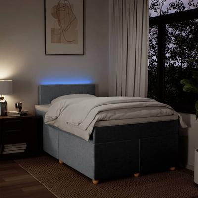 Boxspring met matras stof lichtgrijs 140x200 cm - thumbnail