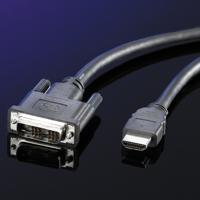 ROLINE Monitorkabel DVI (18+1) - HDMI, M/M, zwart, 5 m - thumbnail