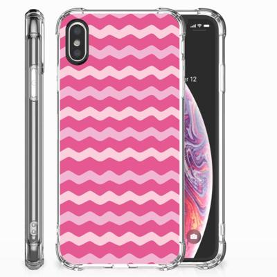 Apple iPhone X | Xs Doorzichtige Silicone Hoesje Waves Pink Apple iPhone X | Xs Doorzichtige Silicone Hoesje Waves Pink