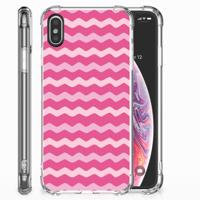 Apple iPhone X | Xs Doorzichtige Silicone Hoesje Waves Pink - thumbnail