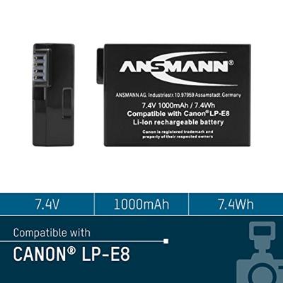 Ansmann A-Can LPE8 Camera-accu Vervangt originele accu LP-E8 7.4 V 1000 mAh Ansmann A-Can LPE8 Camera-accu Vervangt originele accu LP-E8 7.4 V 1000 mAh