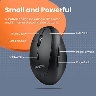 Perixx PERIMICE-719 L Ergonomische muis Radiografisch Zwart 800 dpi, 1200 dpi, 1600 dpi