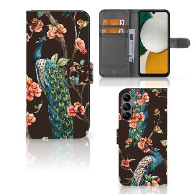 Samsung Galaxy A34 | Telefoonhoesje | Met pasjeshouder | Pauw met Bloemen Samsung Galaxy A34 | Telefoonhoesje | Met pasjeshouder | Pauw met Bloemen