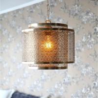 Hanglamp goud By Rydens &apos;Hermine&apos; E27 fitting led lamp 34 cm - thumbnail