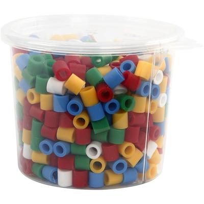 NABBI Strijkkralen, afm 10x10 mm, gatgrootte 5,5 mm, jumbo, standaardkleuren, 550 div/ 1 doos