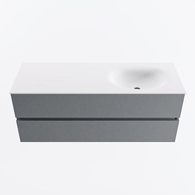 MONDIAZ VICA 130cm badmeubel onderkast Plata 2 lades. Wastafel MOON rechts 1 kraangat, kleur Talc.