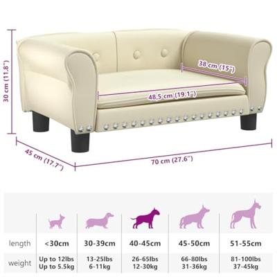 VidaXL Hondenmand 70x45x30 cm kunstleer crèmekleurig