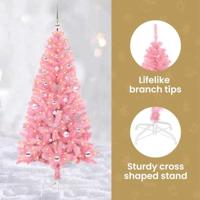 VidaXL Kerstboom met 150 led met standaard roze 150 cm pvc - thumbnail
