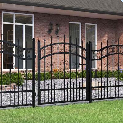 VidaXL Poort met spijlpunten 103x150 cm gepoedercoat staal zwart