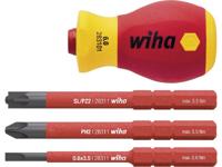 Wiha schroevendraaier met bithouderset electric slimvario (rood/geel, stubby 4-delig met slimbits) - thumbnail