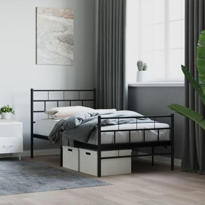 Bedframe met hoofd- en voeteneinde metaal zwart 107x203 cm Bedframe met hoofd- en voeteneinde metaal zwart 107x203 cm
