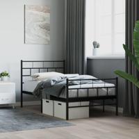 Bedframe met hoofd- en voeteneinde metaal zwart 107x203 cm - thumbnail
