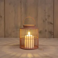 Anna's Collection lantaarn met kaars op batterij 15 x 18cm, roze - thumbnail