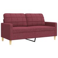 3-delige Loungeset met voetenbank stof wijnrood - thumbnail