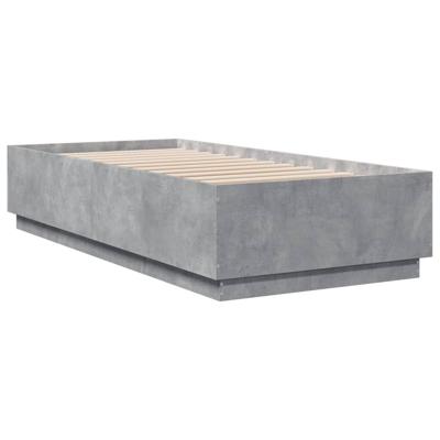 Bedframe met LED-verlichting bewerkt hout betongrijs 100x200 cm