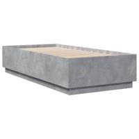 Bedframe met LED-verlichting bewerkt hout betongrijs 100x200 cm - thumbnail
